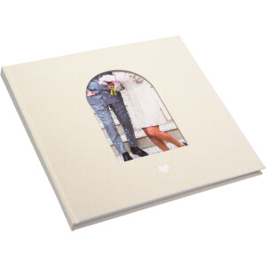 Książka gości Goldbuch Herzensmoment – beżowa, 24x22 cm, z materiału lnu