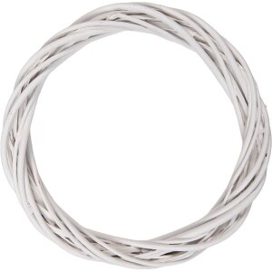Clayre & Eef 6RO0603MW Weihnachtskranz aus Rattan Weiß Ø 30x4 cm