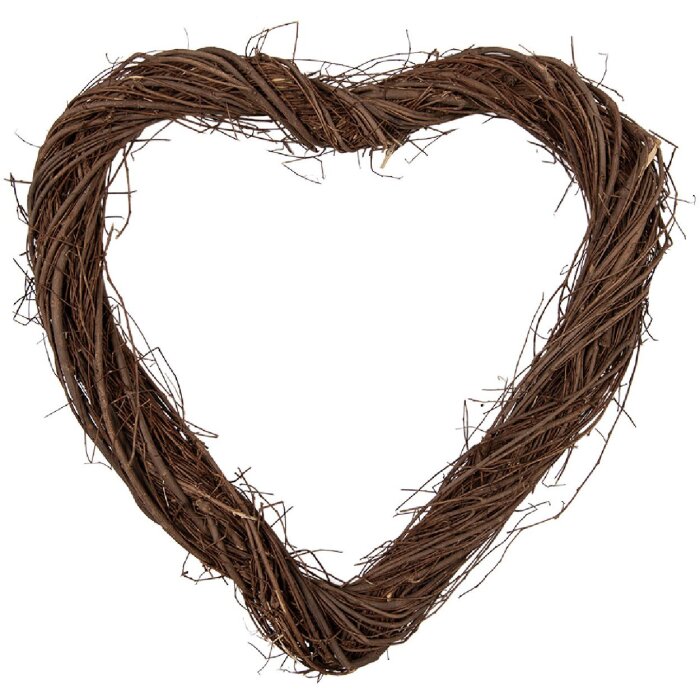 Clayre & Eef 6RO0606M Herzform Kranz aus Rattan 40x40x4 cm Braun