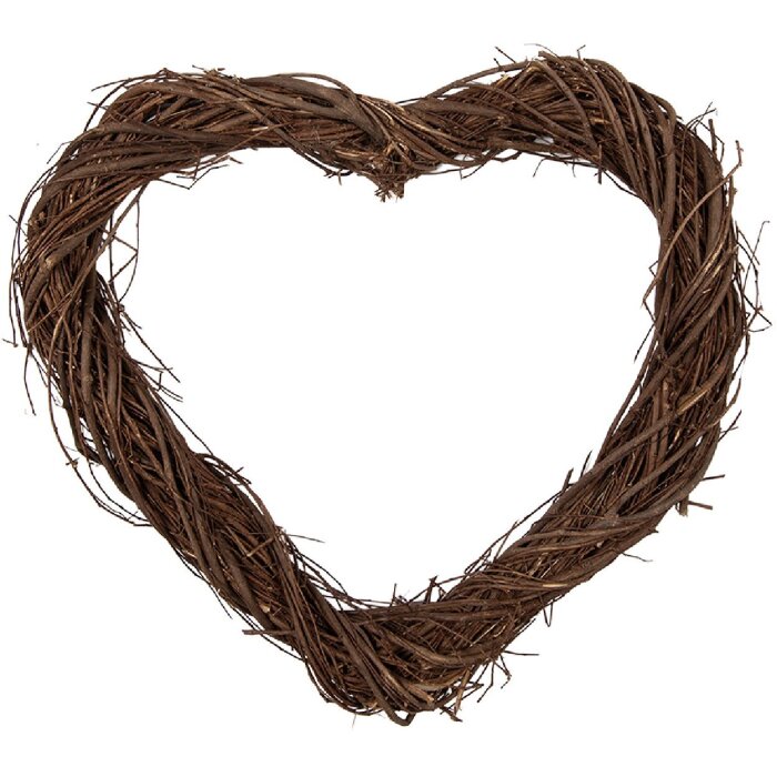 Clayre & Eef 6RO0606S Herzförmiger Rattankranz Braun 30x30x3 cm
