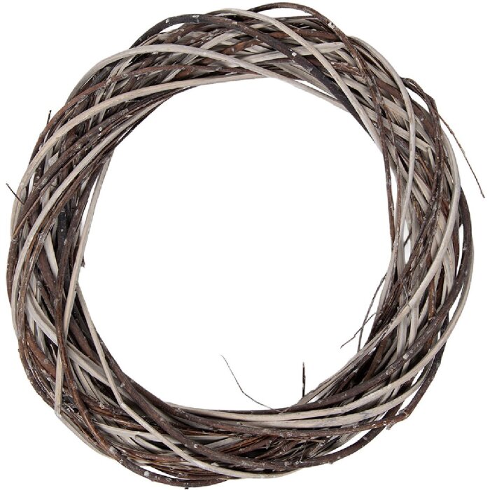 Dekoracja świąteczna w kształcie wianka z rattanu, Ø 40x6 cm, brązowo-beżowa – Clayre & Eef
