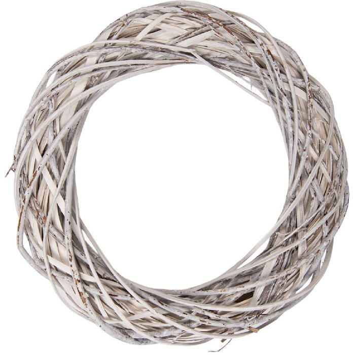 Clayre & Eef 6RO0610LW Weihnachtskranz aus Rattan Weiß Ø 40 cm