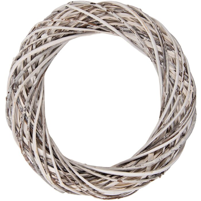 Clayre & Eef 6RO0610MW Rattankranz Weiß Ø 30x6 cm
