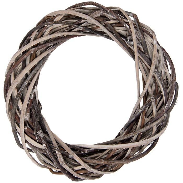 Clayre & Eef 6RO0610XS Rattan-Dekokranz Braun-Beige Ø 10x2 cm