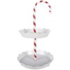 Clayre & Eef Etagere Zuckerstange Weiß-Rot Ø 29x47 cm