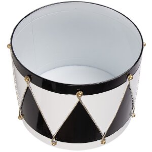 Clayre & Eef 6Y5989 Dekoration Trommel Set 2 Weiß Schwarz Ø37x26 / Ø32x17 cm