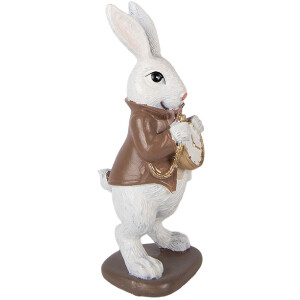 Dekoracja wisząca w kształcie królika Clayre & Eef, biało-brązowa, 7x7x16 cm