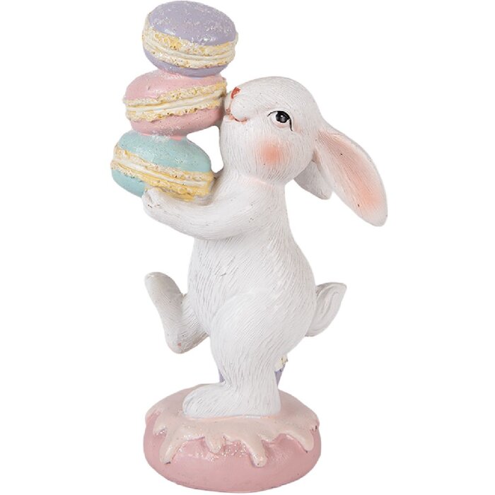 Figurka kaczki Clayre & Eef, biała z delikatnym różem, 8x6x14 cm