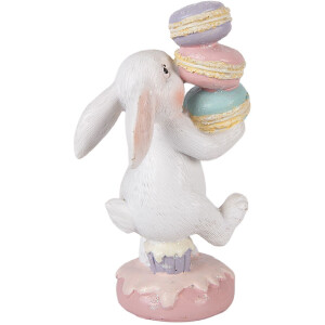 Figurka kaczki Clayre & Eef, biała z delikatnym różem, 8x6x14 cm