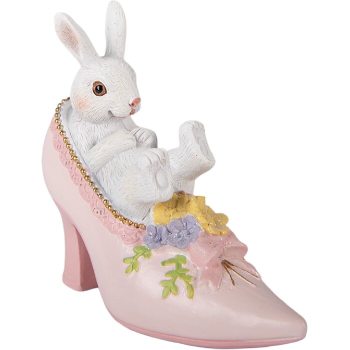 Królik w szpilkach Clayre & Eef – dekoracja wisząca biało-różowa 13x5x12 cm