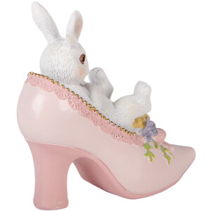 Królik w szpilkach Clayre & Eef – dekoracja wisząca biało-różowa 13x5x12 cm