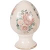 Dekoracja w kształcie jaja na podstawce – beż z akcentem różowym, Ø 9x14 cm