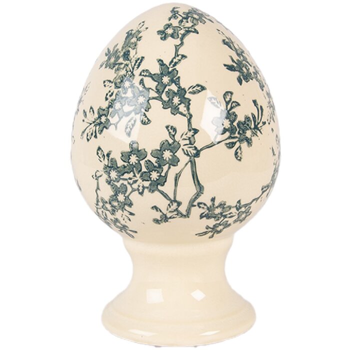 Dekoracja ceramiczna w kształcie jaja żółto-zielona Ø 9x14 cm