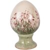 Dekoracyjne jajo ceramiczne na podstawce Ø9x14 cm, beżowo-zielone