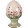 Dekoracyjne jajo ceramiczne na podstawce Ø9x14 cm, beżowo-zielone