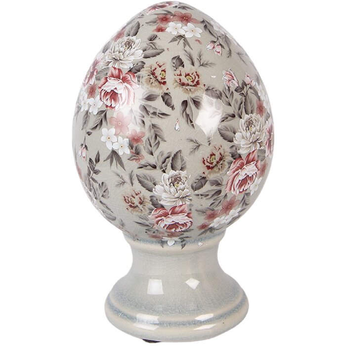 Jajo na podstawce Clayre & Eef, grau/rosa, Ø12x19 cm