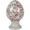 Dekoracja w kształcie jaja z podstawką, Ø 9x14 cm – grau-rosa, Clayre & Eef