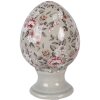Dekoracja w kształcie jaja z podstawką, Ø 9x14 cm – grau-rosa, Clayre & Eef