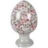 Dekoracja w kształcie jaja na podstawce Clayre & Eef, szaro-rose, Ø 17x28 cm
