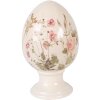 Dekoracja w kształcie jaja na podstawce – beżowo-różowy, Ø15x24 cm, ceramika