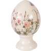 Dekoracja w kształcie jaja na podstawce Ø12x19 cm, beżowo-różowa, ceramika