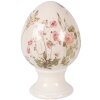 Dekoracja w kształcie jaja na podstawce, beżowo-różowa, Ø 9x14 cm, Clayre & Eef