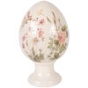 Dekoracja w kształcie jaja na podstawce – beżowo-różowa, Ø 17x28 cm, ceramika