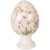 Dekoracja w kształcie jaja na podstawce – beżowo-różowa, Ø 17x28 cm, ceramika