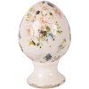 Dekoracja w kształcie jajka na podstawce, beżowo-różowa, Ø 9x14 cm, Clayre & Eef