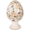 Dekoracja ceramiczna w kształcie jaja na podstawce, beżowo-różowa, Ø 17x28 cm