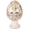 Dekoracja ceramiczna w kształcie jaja na podstawce, beżowo-różowa, Ø 17x28 cm