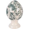 Dekoracja w kształcie jaja na podstawce Ø 12x19 cm, beż z akcentami zieleni