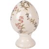 Dekoracja w kształcie jaja na podstawce Ø 12x19 cm – ceramika beżowo-różowa
