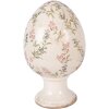 Dekoracja w kształcie jaja na podstawce – beżowo-różowa, Ø 17x28 cm, Clayre & Eef