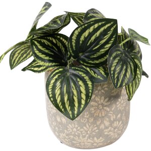 Doniczka dekoracyjna Clayre & Eef, szaro-beżowa, Ø 14x13 cm – elegancja dla wnętrza i tarasu