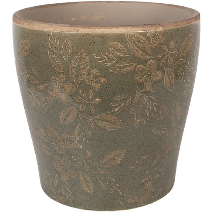 Doniczka ceramiczna Clayre & Eef, brązowa, Ø 18x17 cm – dekoracja wnętrz i zewnątrz