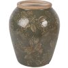 Wazon ceramiczny Clayre & Eef, zielono-brązowy, Ø 15 cm x 18 cm