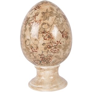 Dekoracja w kształcie jaja na podstawce, beżowo-zielona,...