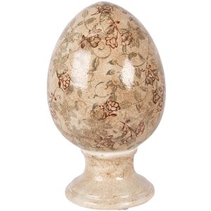 Dekoracja w kształcie jaja na podstawce, beżowo-zielona,...