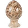 Dekoracja w kształcie jaja na podstawce – beżowo-zielone, Ø9x14cm, Clayre & Eef