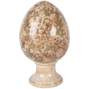 Dekoracja w kształcie jaja na podstawce, beżowo-zielona,...