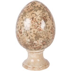 Dekoracja w kształcie jaja na podstawce, beżowo-zielona,...