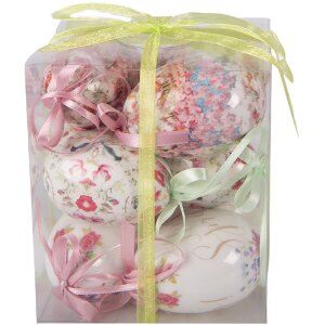 Zestaw 9 wiszących jajek – biały i różowy,...