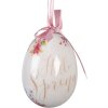 Zestaw 9 wiszących jajek – biały i różowy, Ø 5x8 cm, dekoracja wielkanocna