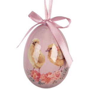 Zestaw 9 wiszących dekoracji w kształcie jajka – zielono-różowy, Ø 5x8 cm