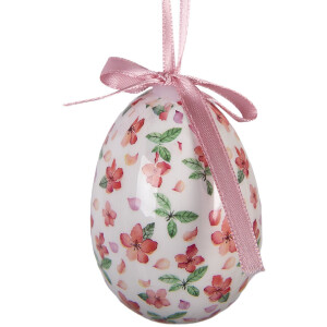 Zestaw 9 wiszących jajek w kolorze różowym i białym Ø 5x8 cm – Clayre & Eef