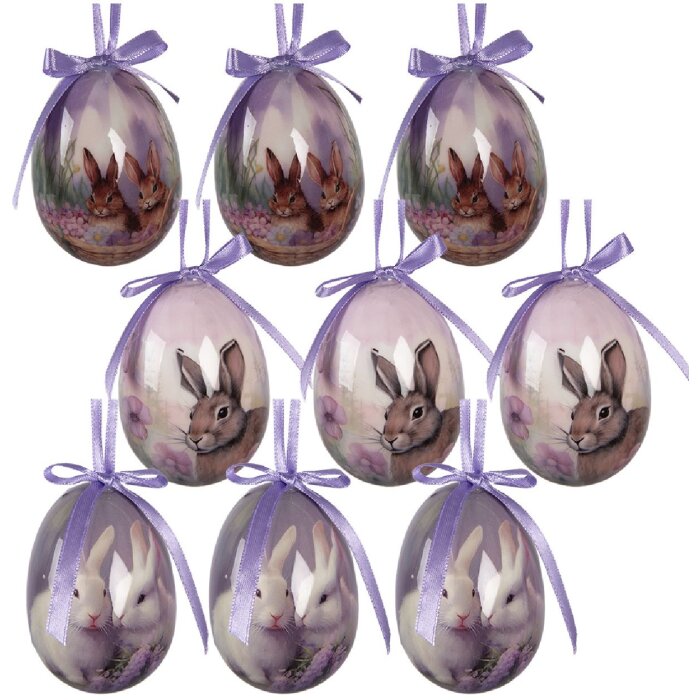 Zestaw 9 kolorowych jaj do wiszenia – dekoracja ścienna Ø 5x8 cm