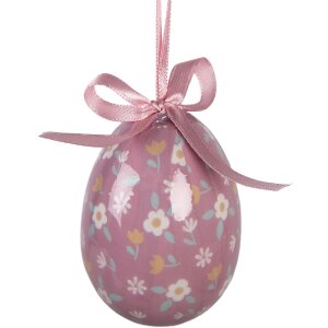 Zestaw 9 wiszących dekoracji w kształcie jaja – biały i różowy, Ø 5x8 cm