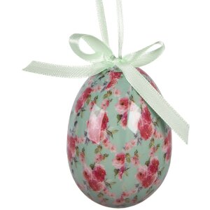 Zestaw 9 wiszących dekoracji w kształcie jajka – biały i różowy, Ø 5x8 cm