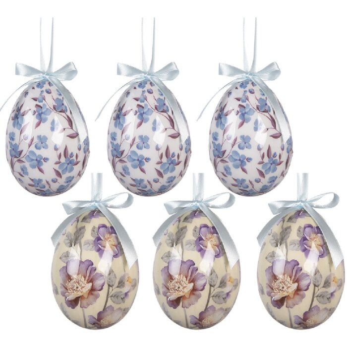 Zestaw 6 wiszących ozdób w kształcie jaja Ø 7x10 cm – kolorowy dekor do pokoju dziecięcego